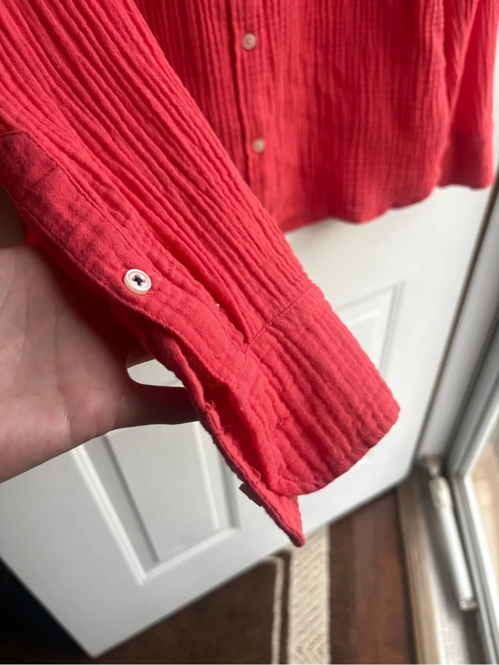 J.Crew Re-Imagined Coral 100% Cotton Gauze Button Front Shirt Women’s Size 10